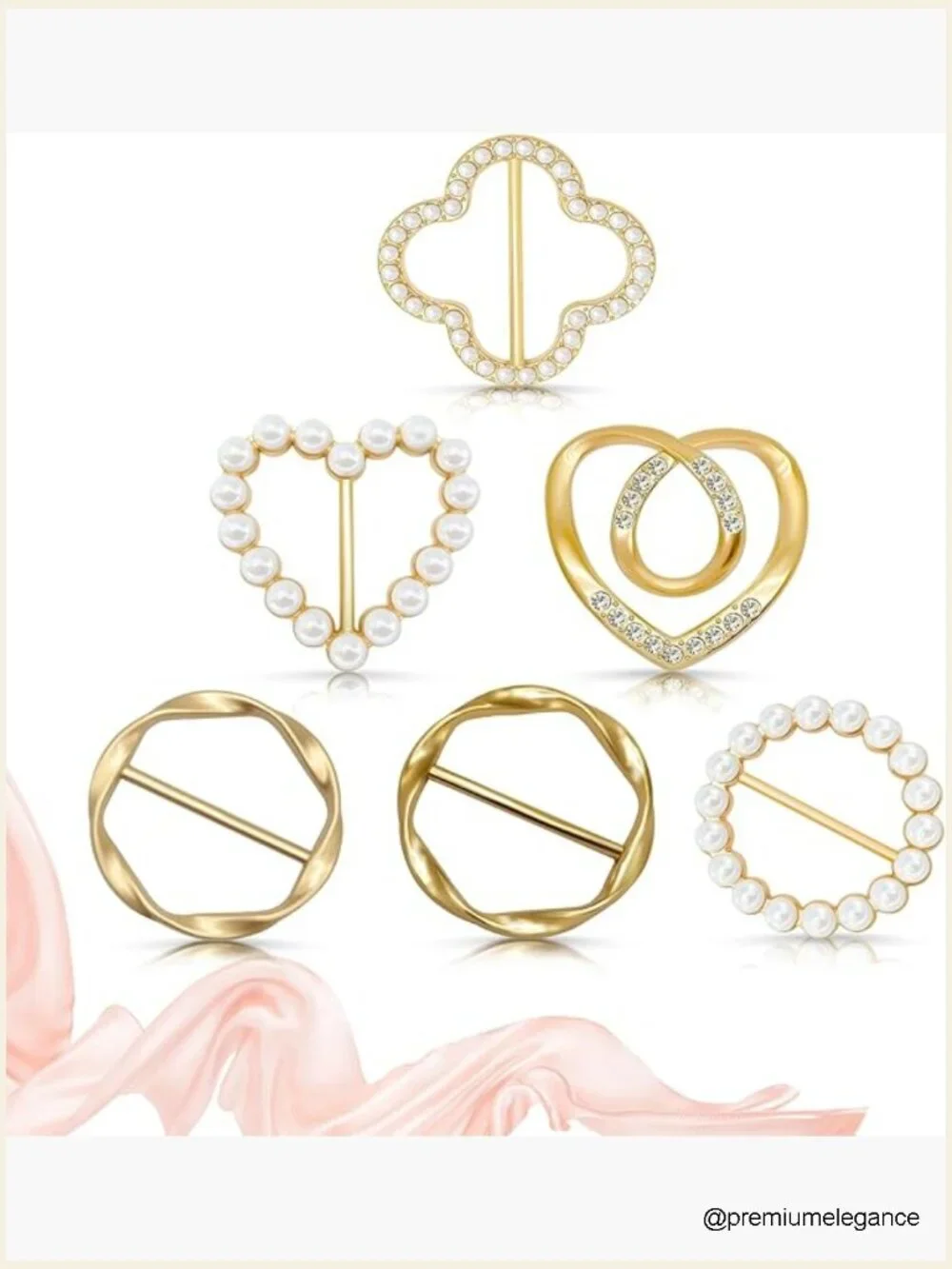 Scarf Rings Shirt Clips T-Shirt Tie Clips Set of 6